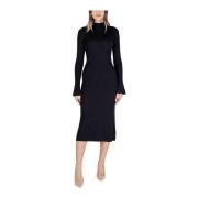 Elegante Zwarte Viscosemix Jurk Sandro Ferrone , Black , Dames