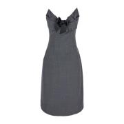 Grijze Bustier-Stijl Jurk met Strikdetail Shushu/Tong , Gray , Dames