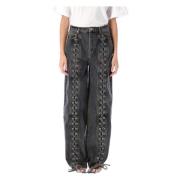 Denim Broek met Kant Rotate Birger Christensen , Black , Dames