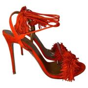 Pre-owned Suede sandals Aquazzura Pre-owned , Orange , Dames