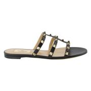 Zwarte leren Rockstud sandalen Valentino Garavani , Black , Dames