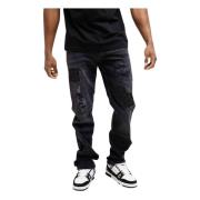 Donkergrijze Heren Patch Jeans Xplct Studios , Gray , Heren