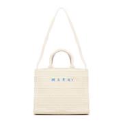 Witte Raffia Tote Tas met Lint Handvatten Marni , White , Dames