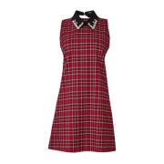 Rode Tartan Korte Jurk met Juweel Kraag Liu Jo , Red , Dames