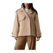 Beige Wol Twill Jas Modström , Beige , Dames