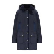 Navy Blauwe Gevoerde Waxjas Barbour , Blue , Dames