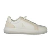 Sportieve witte vetersneakers met print Calvin Klein , White , Heren