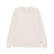 Beige Ribbed Crew Neck Sweater Calvin Klein , Beige , Heren