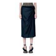 Chintz Finish Gedrapeerde Midi Rok Diesel , Black , Dames