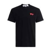 Zwarte Katoenen T-shirt met Dubbel Hart Comme des Garçons Play , Black...