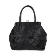 Zwarte leren handtas met zilveren hardware Y-3 , Black , Dames