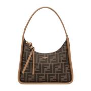 Bruine Leren Schoudertas Fendi , Brown , Dames