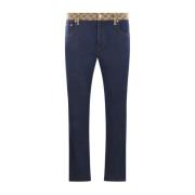 Blauwe Tapered Jeans met GG Inzet Gucci , Blue , Heren