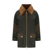 Olijfgroene Waxjas met Geribbelde Kraag Barbour , Green , Dames