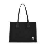 Tote M Nylon Zwart Logo Cirkelvormig Karl Lagerfeld , Black , Dames