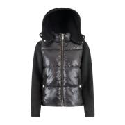 Zwarte Gewatteerde Teddy Hoodie Jas YES ZEE , Black , Dames