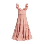 Roze V-Hals Pofmouw Jurk Zimmermann , Pink , Dames