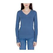 Blauwe Katoenen Jersey Tops Collectie Guess , Blue , Dames