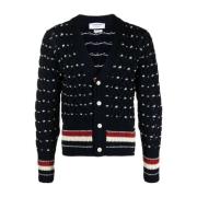 Navy Blauw Kabel Gebreide Vest Thom Browne , Blue , Heren