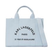 Tote M Celeste Lona Logo Circular Karl Lagerfeld , Blue , Dames