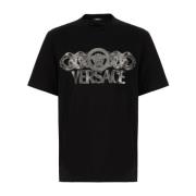 Stijlvol T-shirt voor mannen en vrouwen Versace , Black , Heren