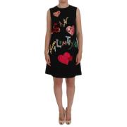 Zwart kristalversierd stretch-minijurk Dolce & Gabbana , Black , Dames