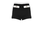 Zwarte shorts met contrasterende taille Retrofête , Black , Dames