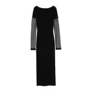 Zwarte Afneembare Mouwen Boothals Jurk Sportmax , Black , Dames