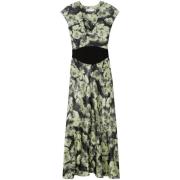 Groene U-hals Jurk met Kapmouwen Tory Burch , Multicolor , Dames