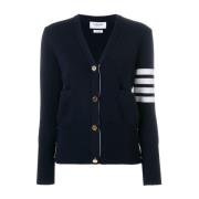 Blauwe Wol V-Hals Cardigan Sweater Thom Browne , Blue , Dames