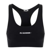 Zwarte stretch nylon crop top Jil Sander , Black , Dames