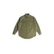 Militair Groene Overshirt met Klepzakken Off White , Green , Heren