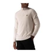 Beige Cotton Merino Quarter Zip Jumper Lyle & Scott , Beige , Heren