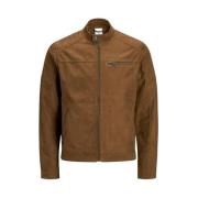 Beige Eco-Leren Herenjas Jack & Jones , Beige , Heren