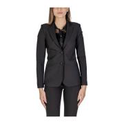 Zwarte Polyester Elastaan Blazer Sandro Ferrone , Black , Dames