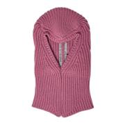 Kasjmier Wol Gebreide Skull Balaclava Rick Owens , Pink , Dames