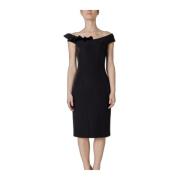 Zwarte Midi Jurk met Elastaan Samenstelling Sandro Ferrone , Black , D...