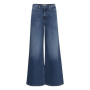 Blauwe Katoenen Bootcut Jeans Ichi , Blue , Dames