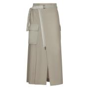 Beige Geplooide Rok Sacai , Beige , Dames