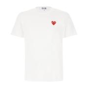 Casual Katoenen T-Shirt voor Mannen Comme des Garçons Play , White , H...