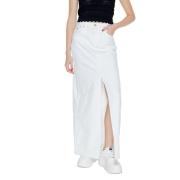 Katoenen Dames Lange Rok Tommy Jeans , White , Dames