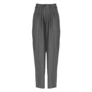 Gestreepte wollen hoge taille broek Y-3 , Gray , Dames