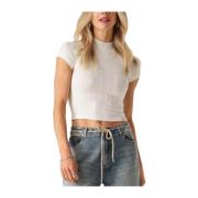 Elegante Rib Mockneck Top Calvin Klein , White , Dames