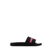 Stijlvolle zwarte rubberen slippers Dsquared2 , Black , Dames