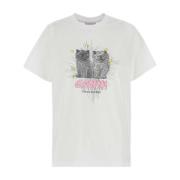 Klassiek Wit Katoenen T-shirt Ganni , White , Dames