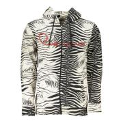 Hoodie met rits en print Cavalli Class , Multicolor , Heren