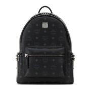 Stijlvolle bedrukte canvas rugzak MCM , Black , Dames