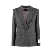 Dubbelbreasted wollen blazer, contrastknoopstiksels Nenette , Gray , D...