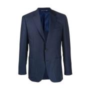 Navy Blauwe Wol Blazer Canali , Blue , Heren