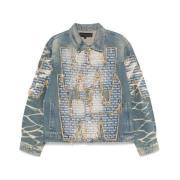 Blauwe Denim Patchwork Jas Who Decides War , Blue , Heren